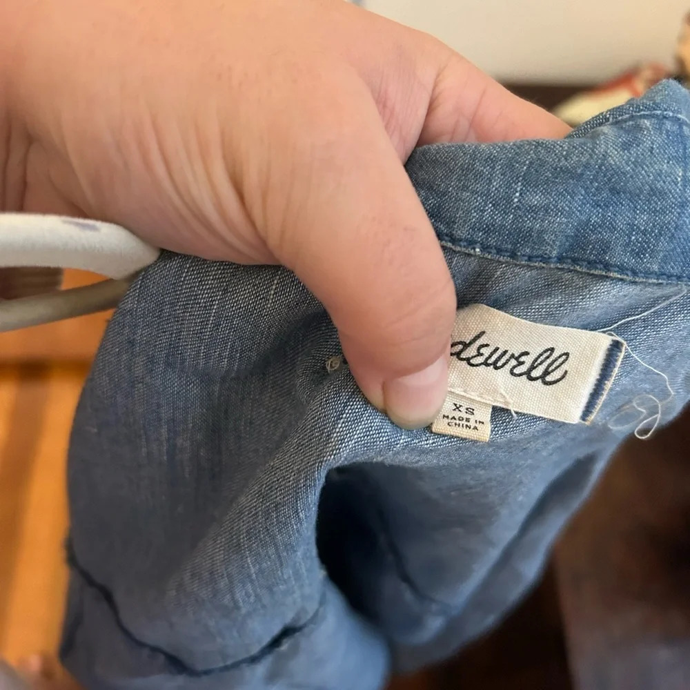 MADEWELL DENIM SLEEVELESS TIE FRONT TOP - Picture 5 of 6